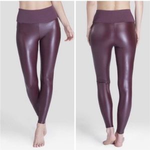 Wine Berry faux leather leggings Assets by Spanx